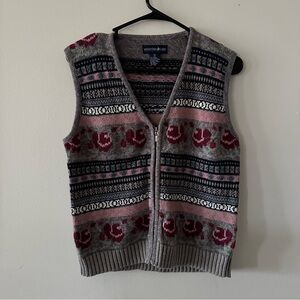 Vintage cotton knit zippered sweater vest (iiii)